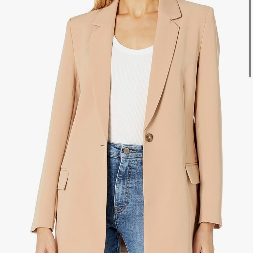 The Drop Women’s Blake Long Blazer – Beige, Size XS